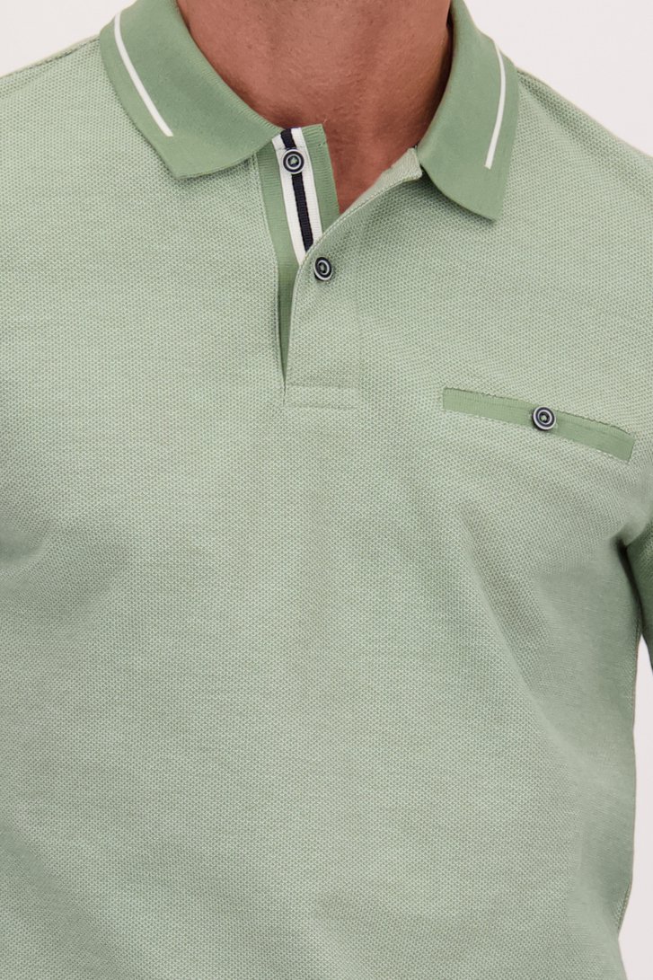 Detail van Lichtgroene polo met lange mouwen door Dansaert Blue voor Heren