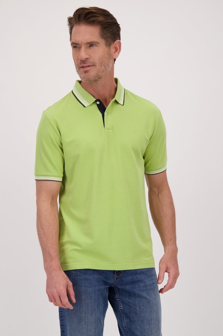 Voorkant van Lichtgroene polo met wit accent door Dansaert Blue voor Heren