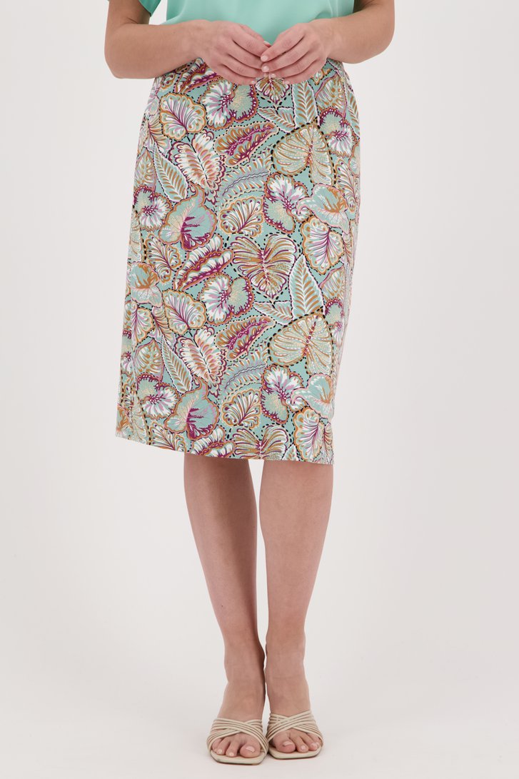 Lichtgroene rok met bladerprint van Claude Arielle voor Dames