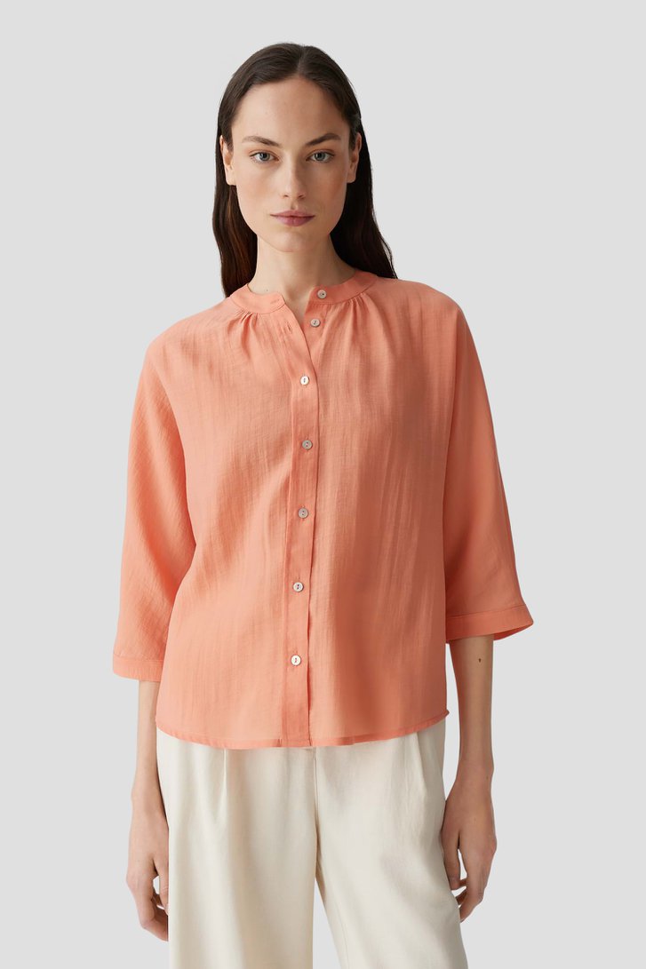 Lichtoranje blouse met driekwartmouwen van Opus voor Dames