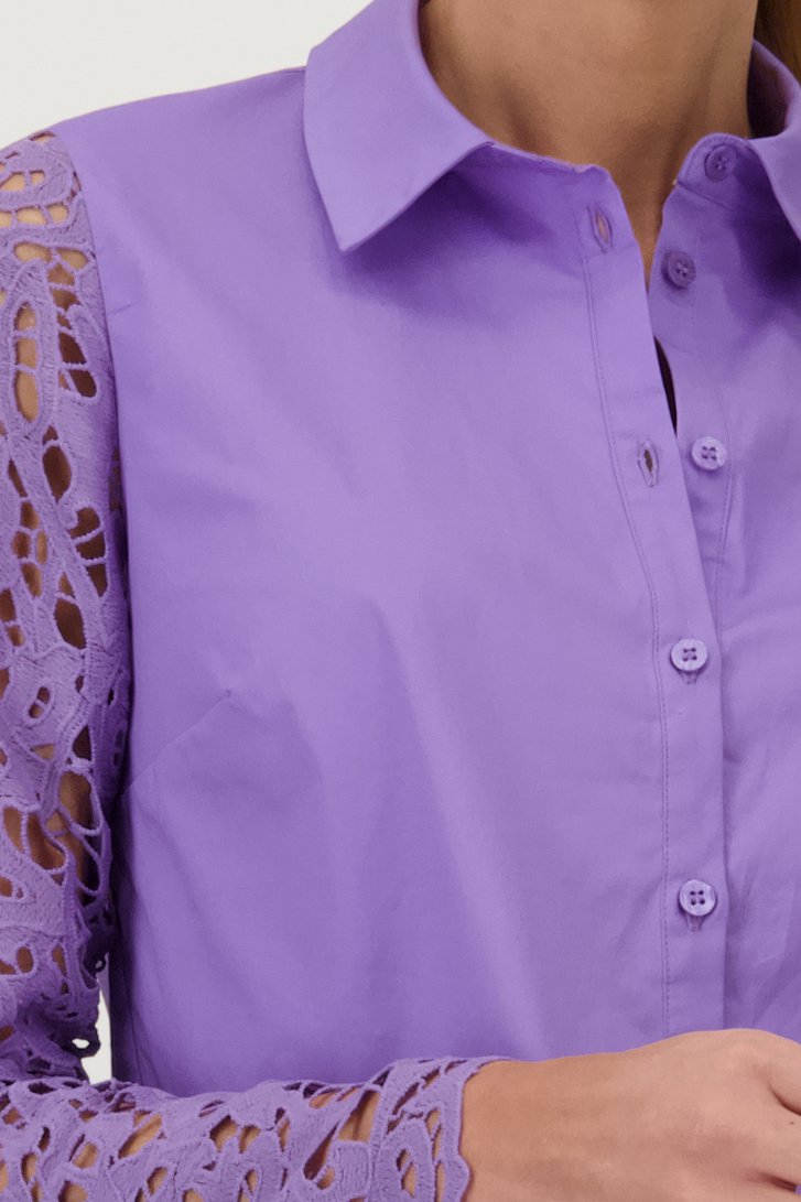 Lichtpaarse blouse met kanten mouwen van D'Auvry voor Dames