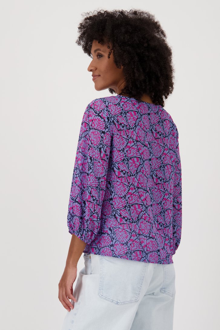 Lichtpaarse blouse met print van Louise voor Dames
