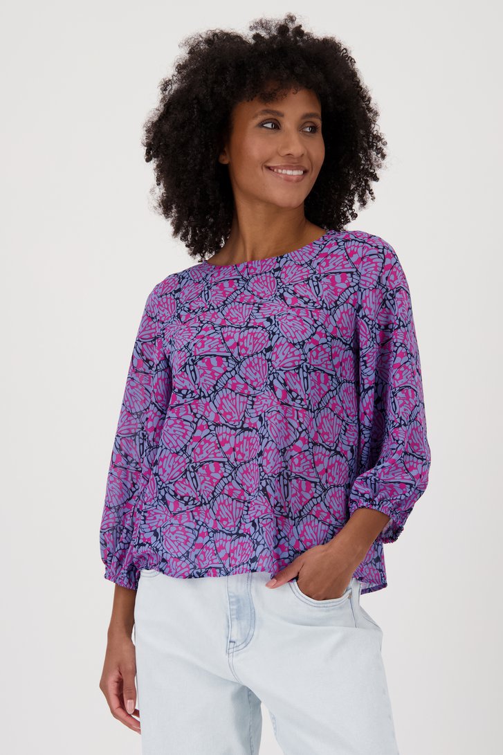 Lichtpaarse blouse met print van Louise voor Dames