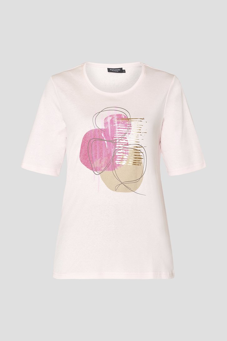 Lichtroze T-shirt met print van Signature voor Dames