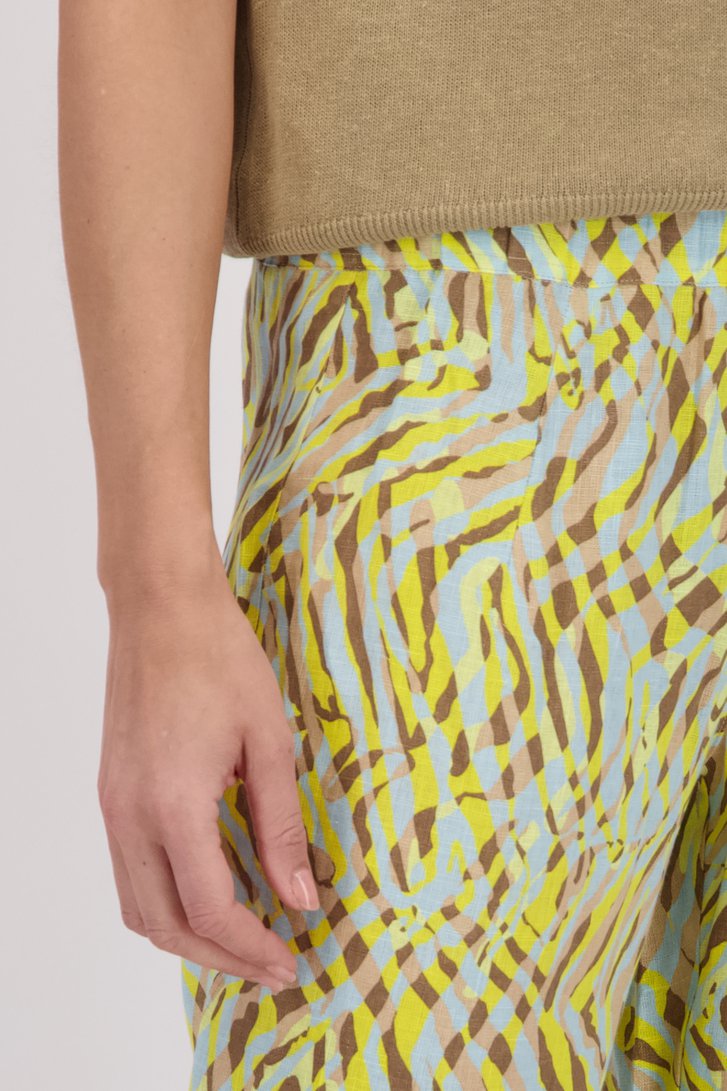 Linnen broek met gele grafische print van Barbara Lebek voor Dames