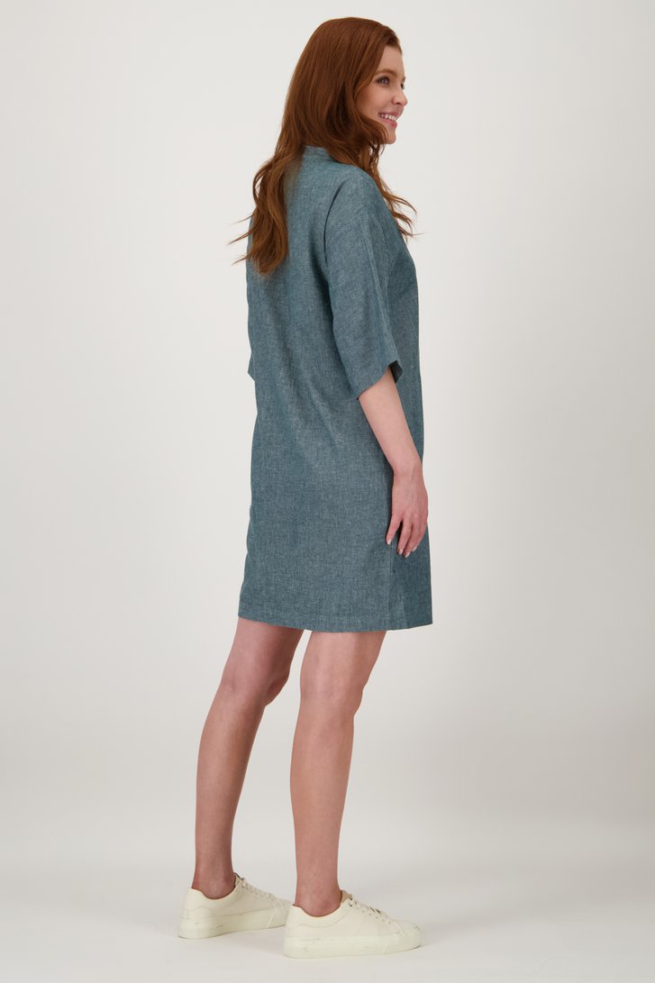 Linnen grijs-blauw kleedje met V-hals van Libelle voor Dames