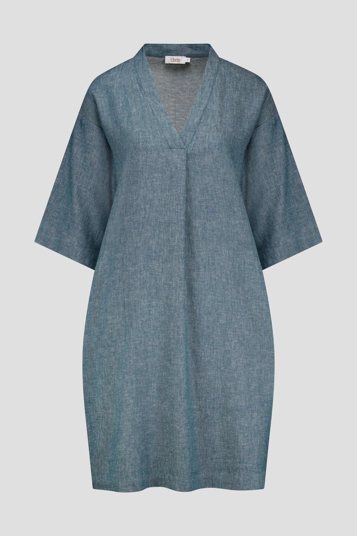 Linnen grijs-blauw kleedje met V-hals van Libelle voor Dames