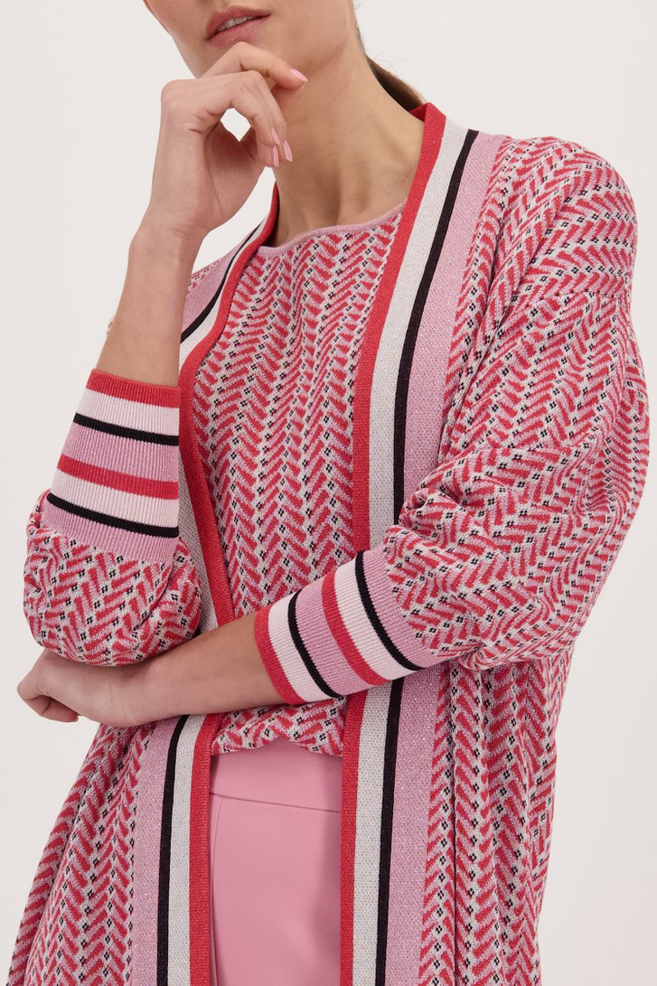 Long cardigan à motif rouge-rose scintillant	 de D'Auvry pour Femmes