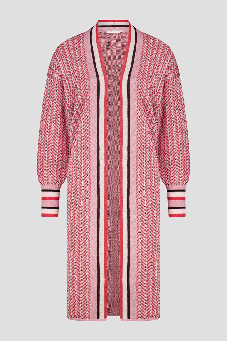 Long cardigan à motif rouge-rose scintillant	 de D'Auvry pour Femmes