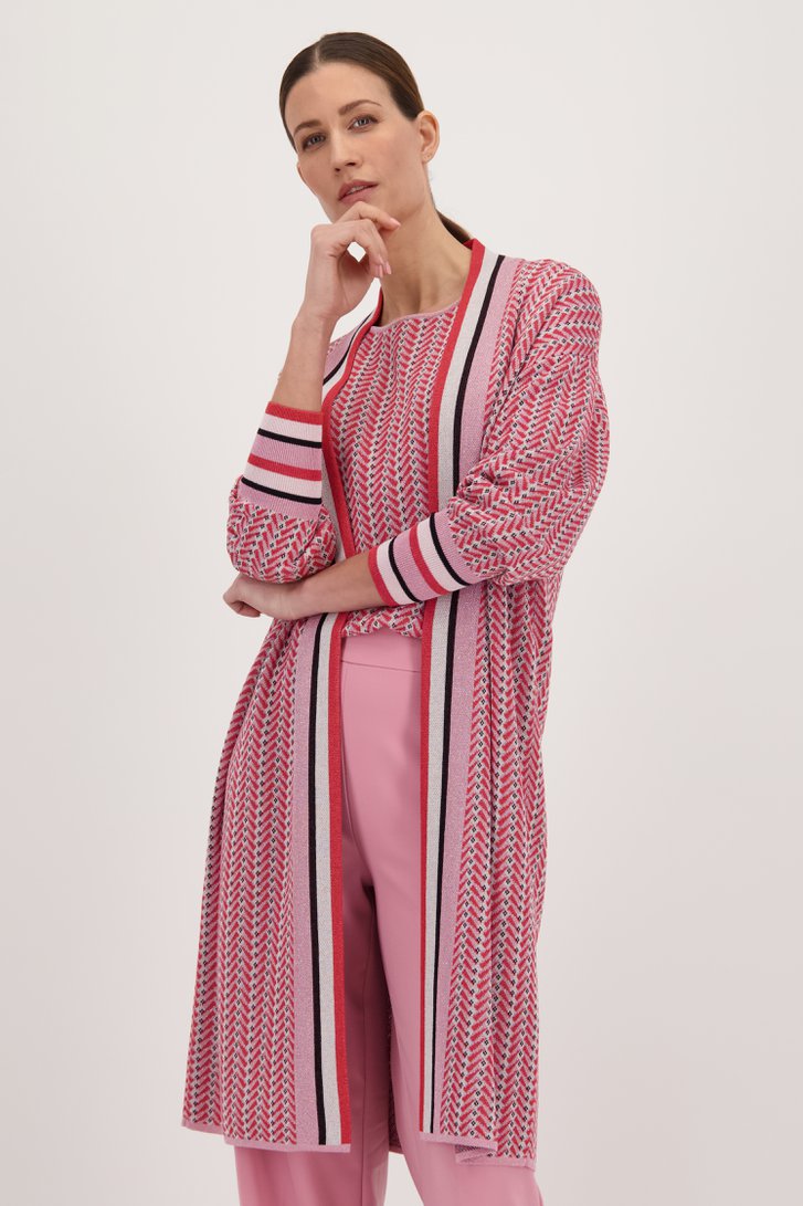 Long cardigan à motif rouge-rose scintillant	 de D'Auvry pour Femmes