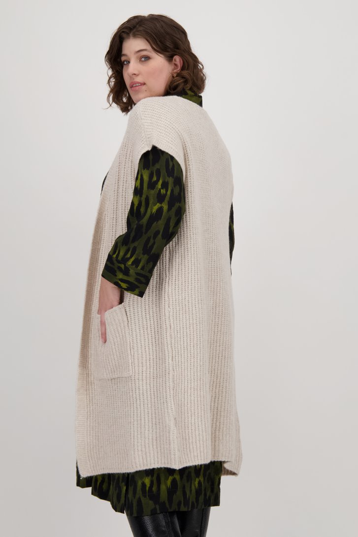 Long cardigan écru sans manches de Fransa pour Femmes
