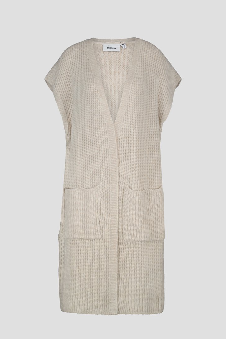 Long cardigan écru sans manches de Fransa pour Femmes