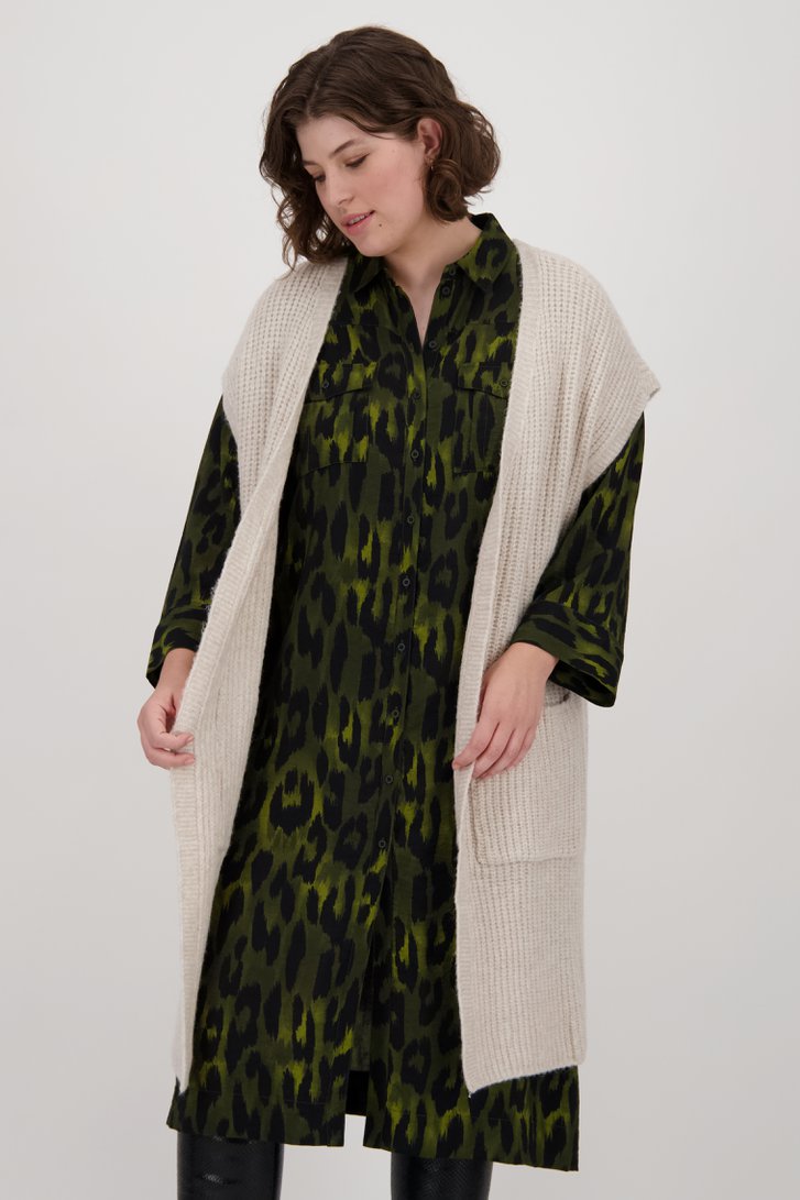Long cardigan écru sans manches de Fransa pour Femmes