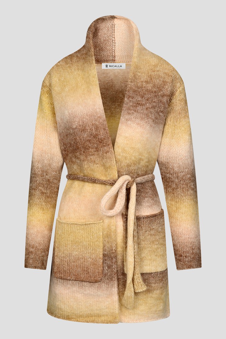 Long cardigan en beige/rose ombré de Bicalla pour Femmes