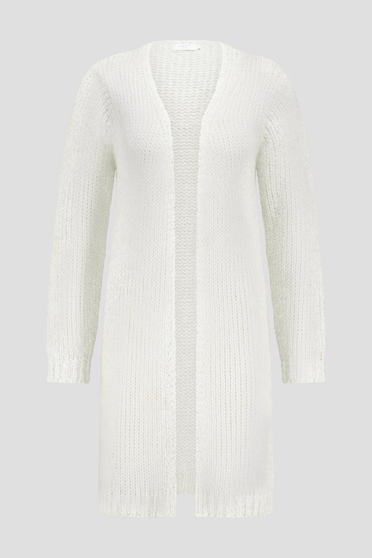 Long cardigan tricoté écru de Liberty Island pour Femmes