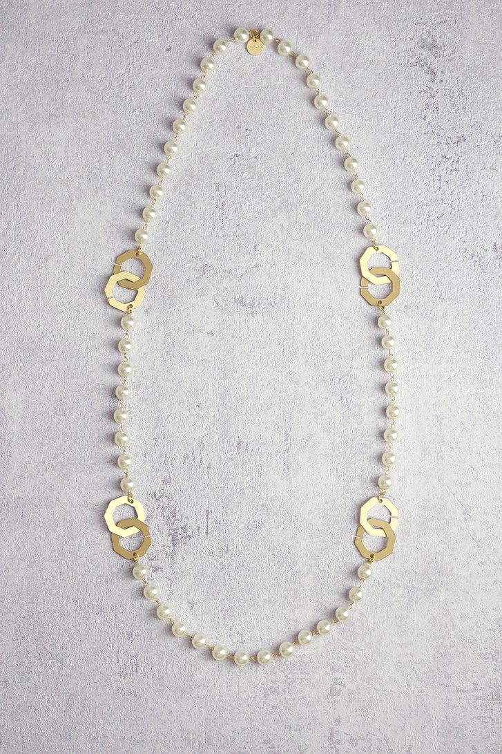 Long collier de perles avec détails dorés de Liberty Island pour Femmes