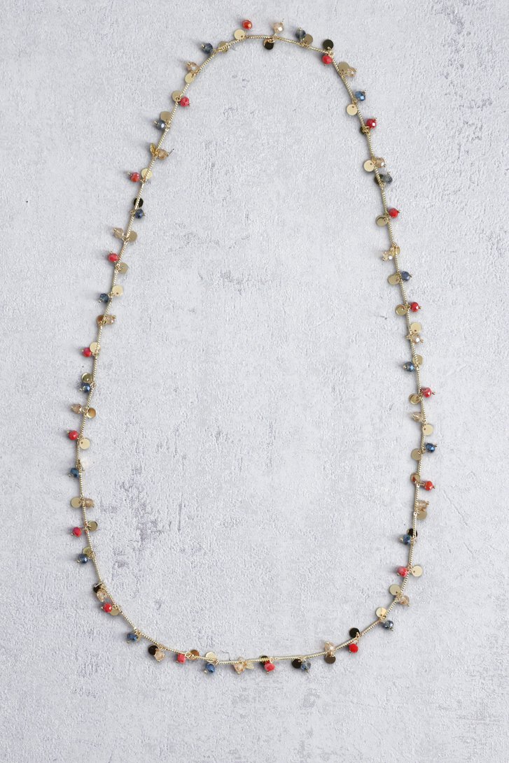 Le devant de Long collier doré avec perles colorées de Liberty Island pour Femmes