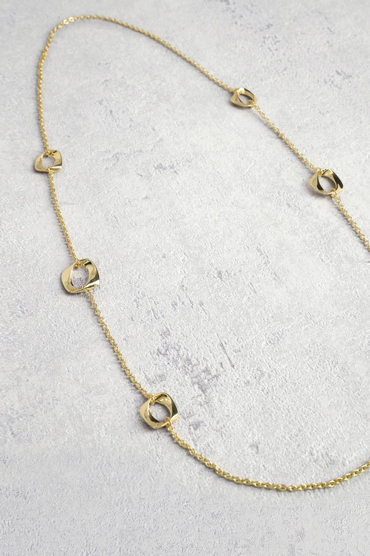 Long collier en or avec pendentifs ronds de Liberty Island pour Femmes
