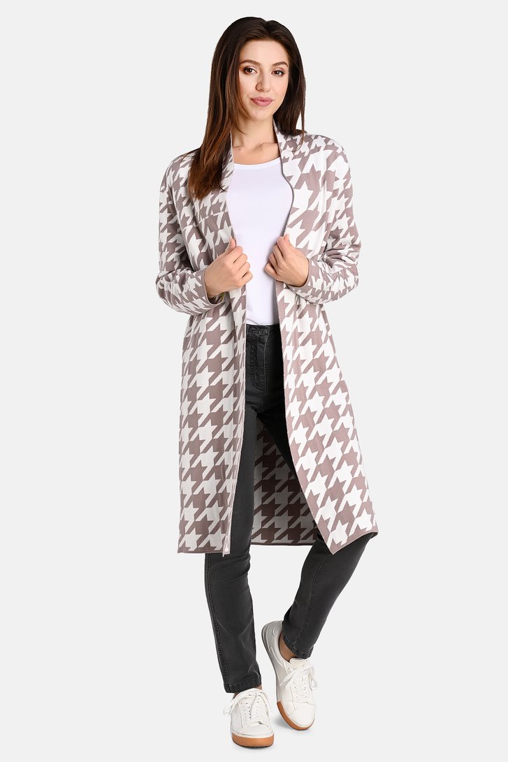 Longue cardigan beige et blanc de Bicalla pour Femmes