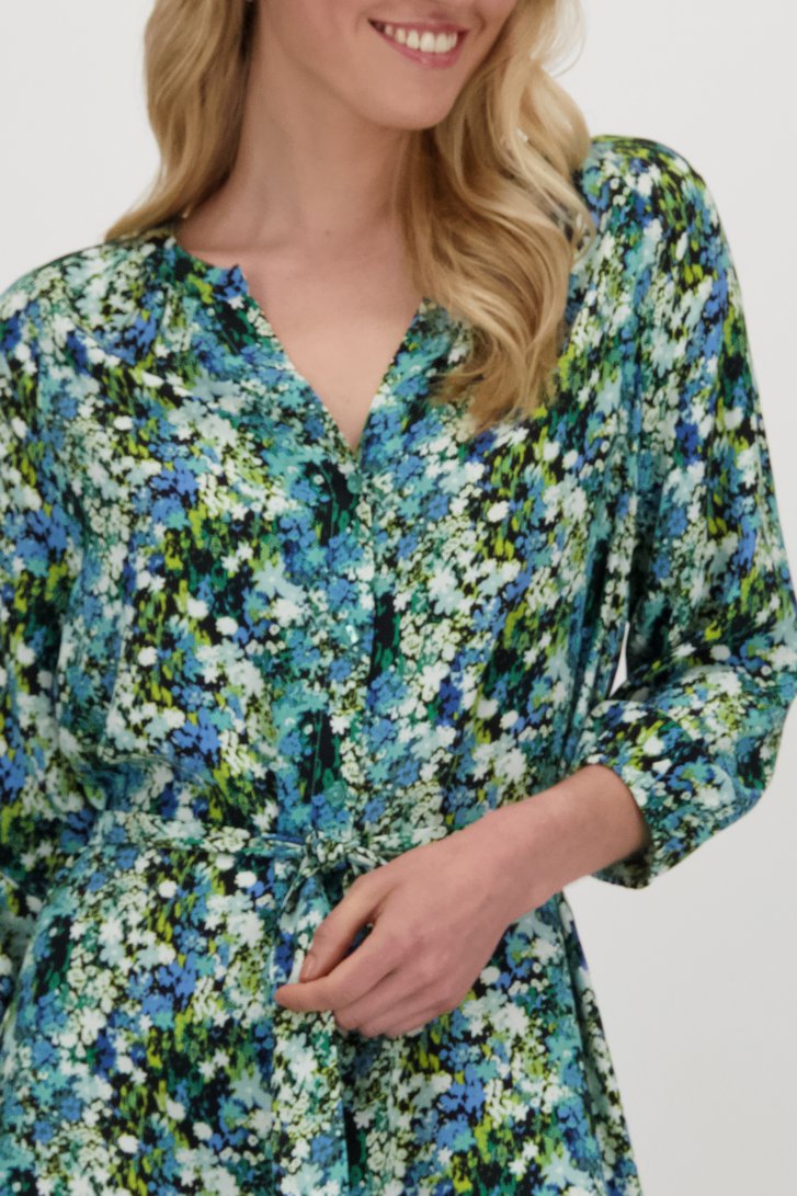Longue robe bleu-vert à l'imprimé floral délicat de Libelle pour Femmes