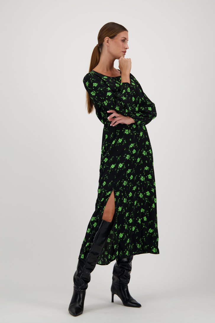 Longue robe noire à imprimé floral vert	 de JDY pour Femmes