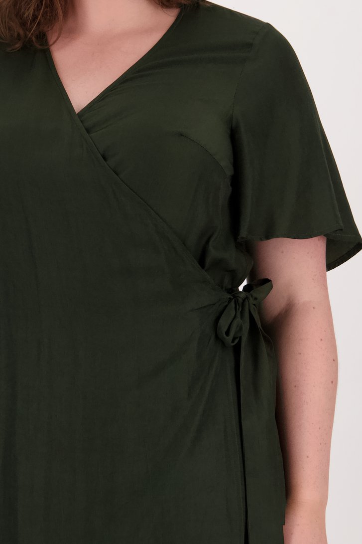 Longue robe portefeuille vert foncé de Only Carmakoma pour Femmes