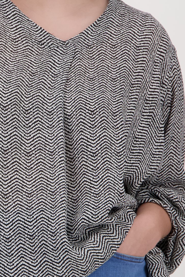 Losse blouse met zwart-witte print van Fransa voor Dames