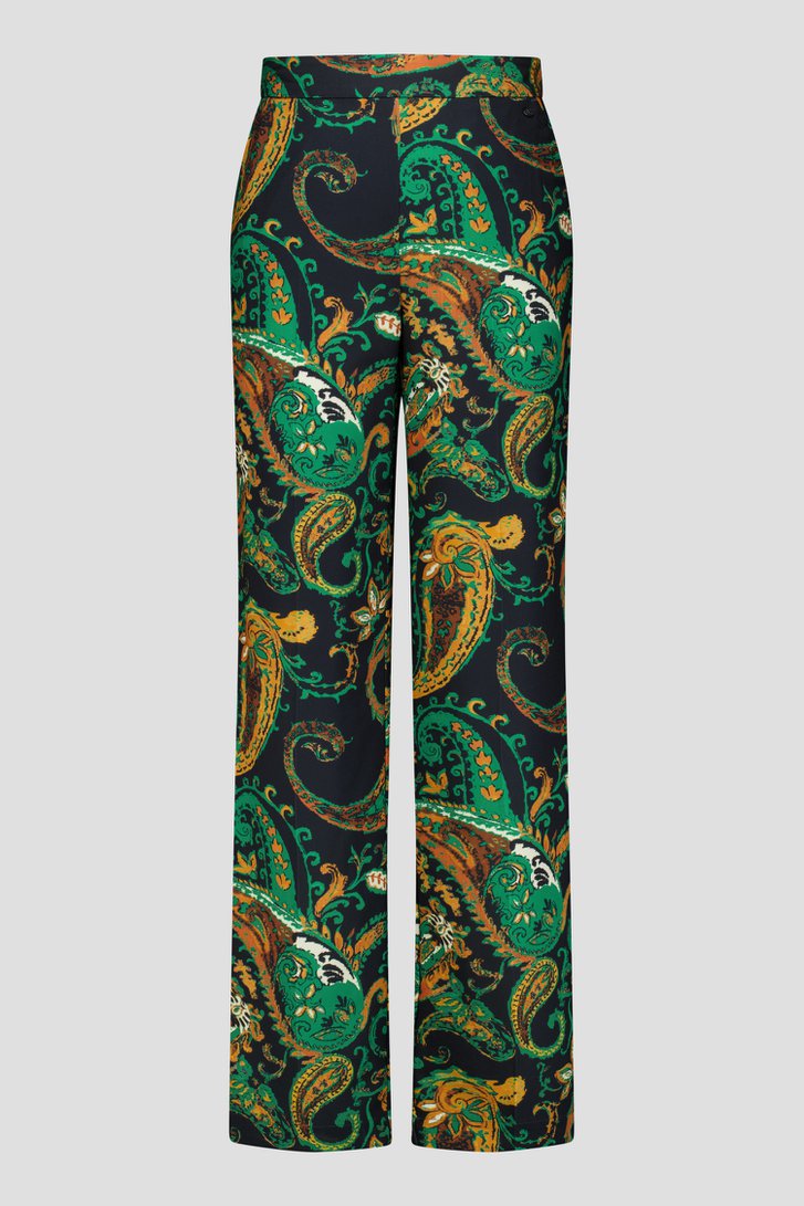 Productfoto 1 van Losse broek met groene paisley print door Claude Arielle voor Dames