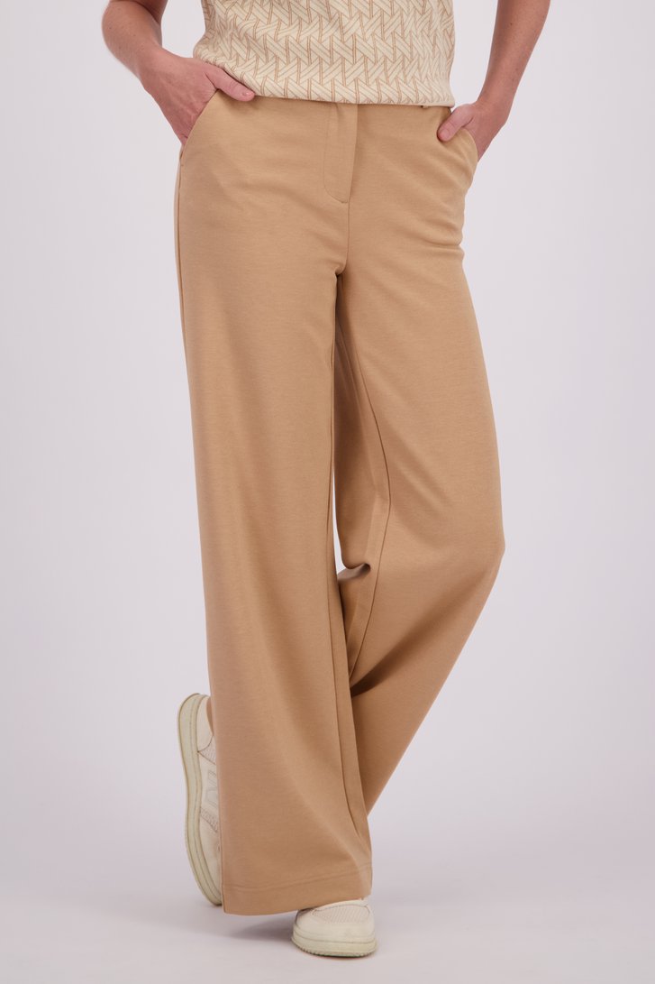 Voorkant van Losse lichtbruine broek met hoge taille door Libelle voor Dames