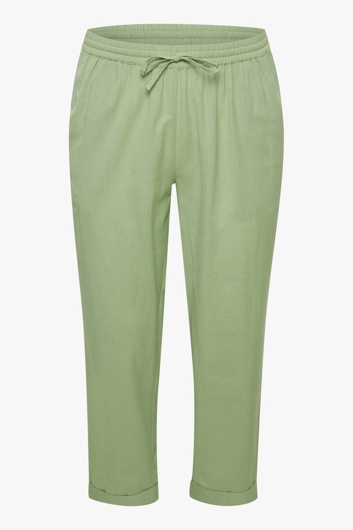Luchtige groene broek met linnen van Fransa voor Dames