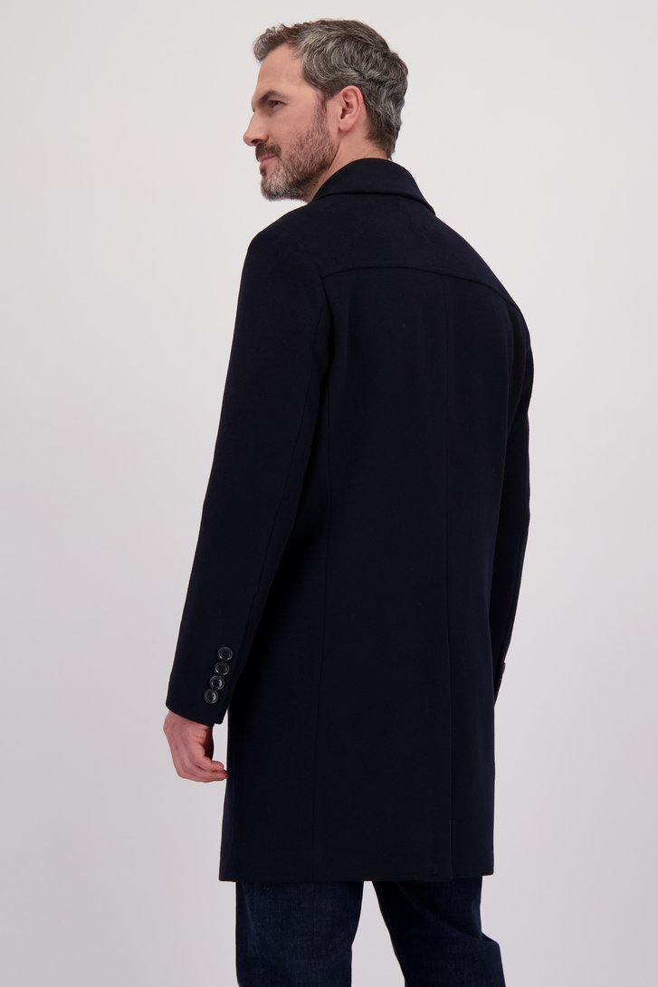 Le dos de Manteau en laine bleu foncé de Dansaert Black pour Hommes