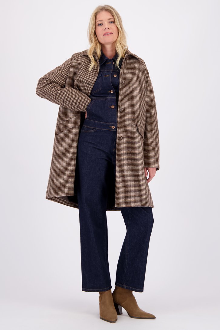 Le devant de Manteau marron à carreaux de Libelle pour Femmes