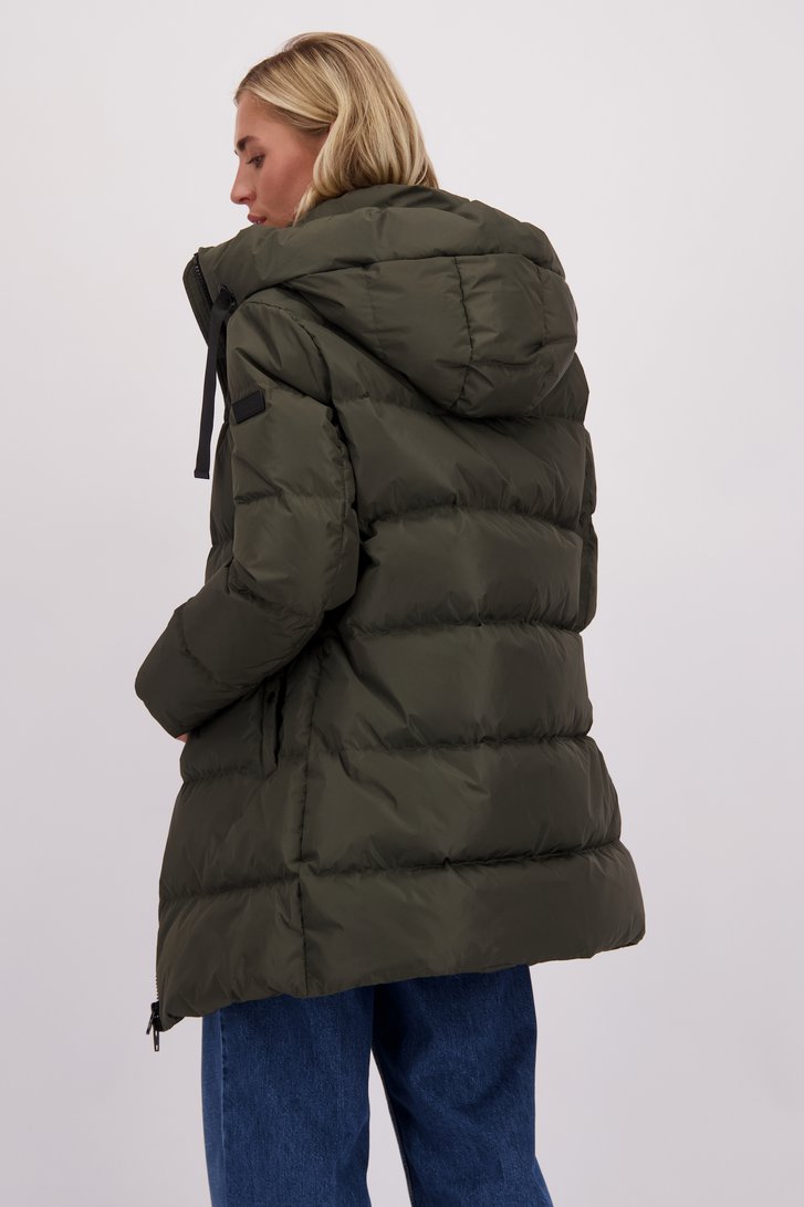 Le dos de Manteau matelassé kaki mi-long de Rock and Blue pour Femmes