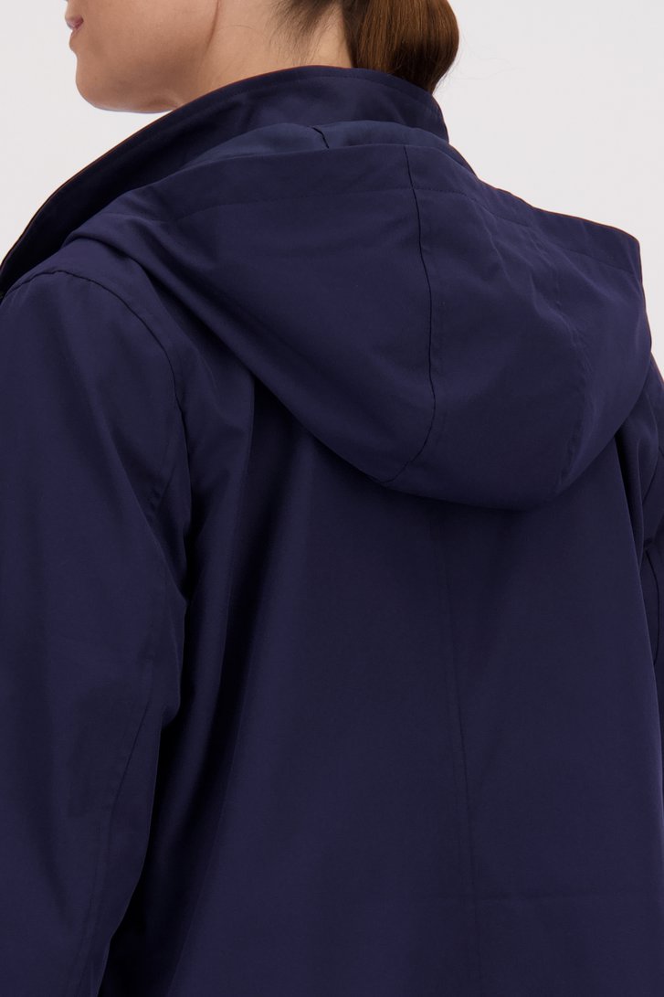 Manteau mi-long navy avec capuche de Claude Arielle pour Femmes