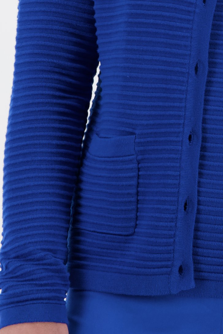 Marineblauwe cardigan in geribbelde structuurstof van Claude Arielle voor Dames