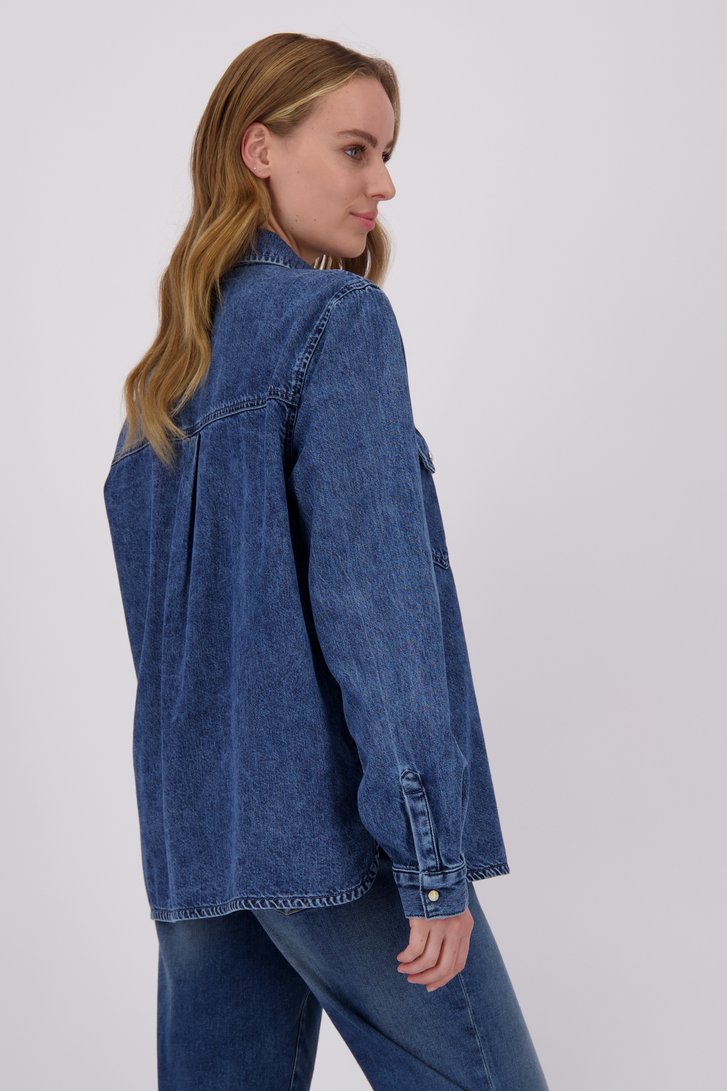 Mediumblauwe denimblouse van Liberty Island Denim voor Dames