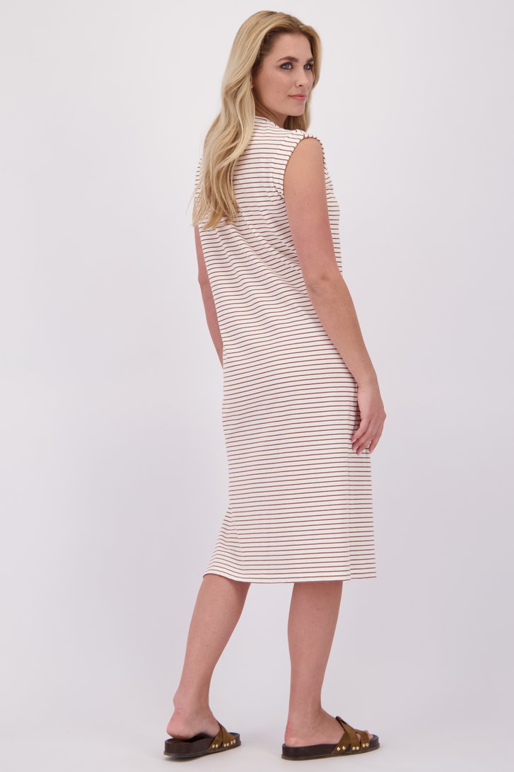 Achterkant van Midi-kleedje met witte-chocoladebruine strepen  door Liberty Loving nature voor Dames