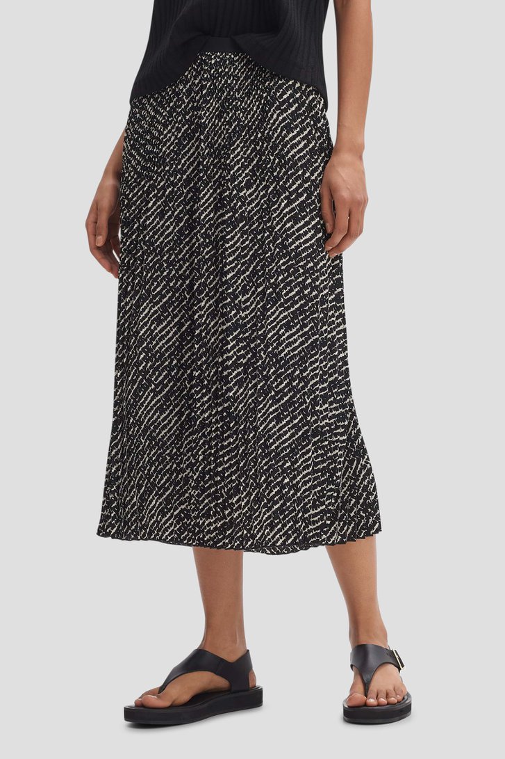Midi plooirok met zwarte print van Opus voor Dames
