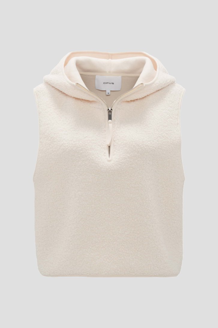 Mouwloze teddy vest in ecru van Opus voor Dames