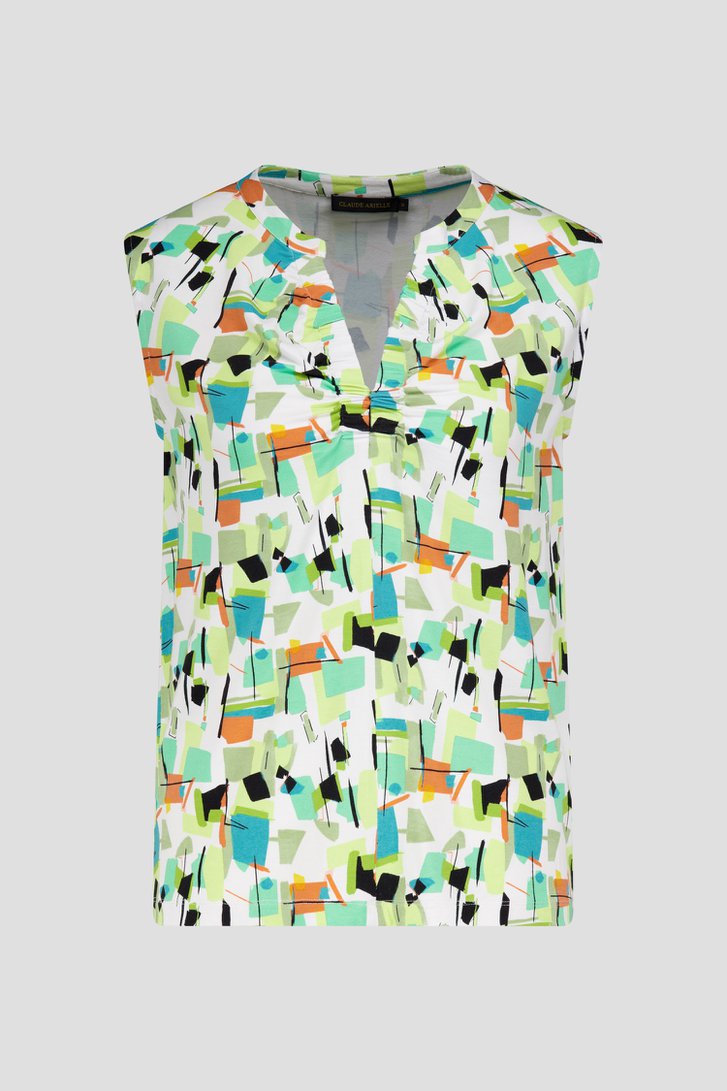 Mouwloze top met V-hals en groene print van Claude Arielle voor Dames