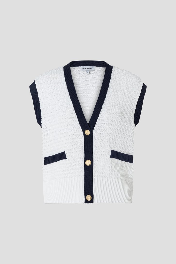 Productfoto 1 van Mouwloze witte cardigan door More & More voor Dames