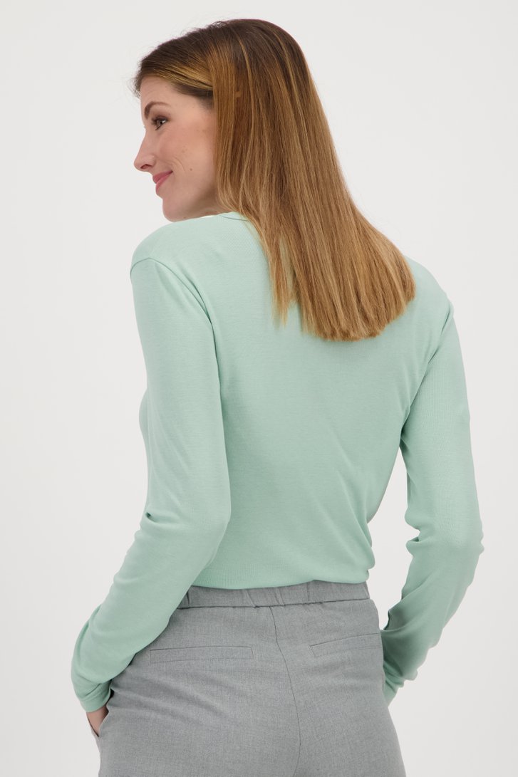 Muntgroen T-shirt met lange mouwen van Opus voor Dames