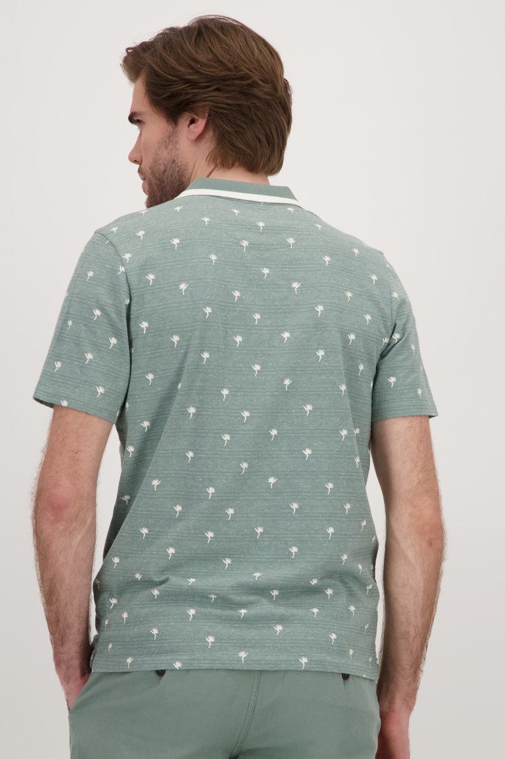 Muntgroene polo met fijne print van Ravøtt voor Heren