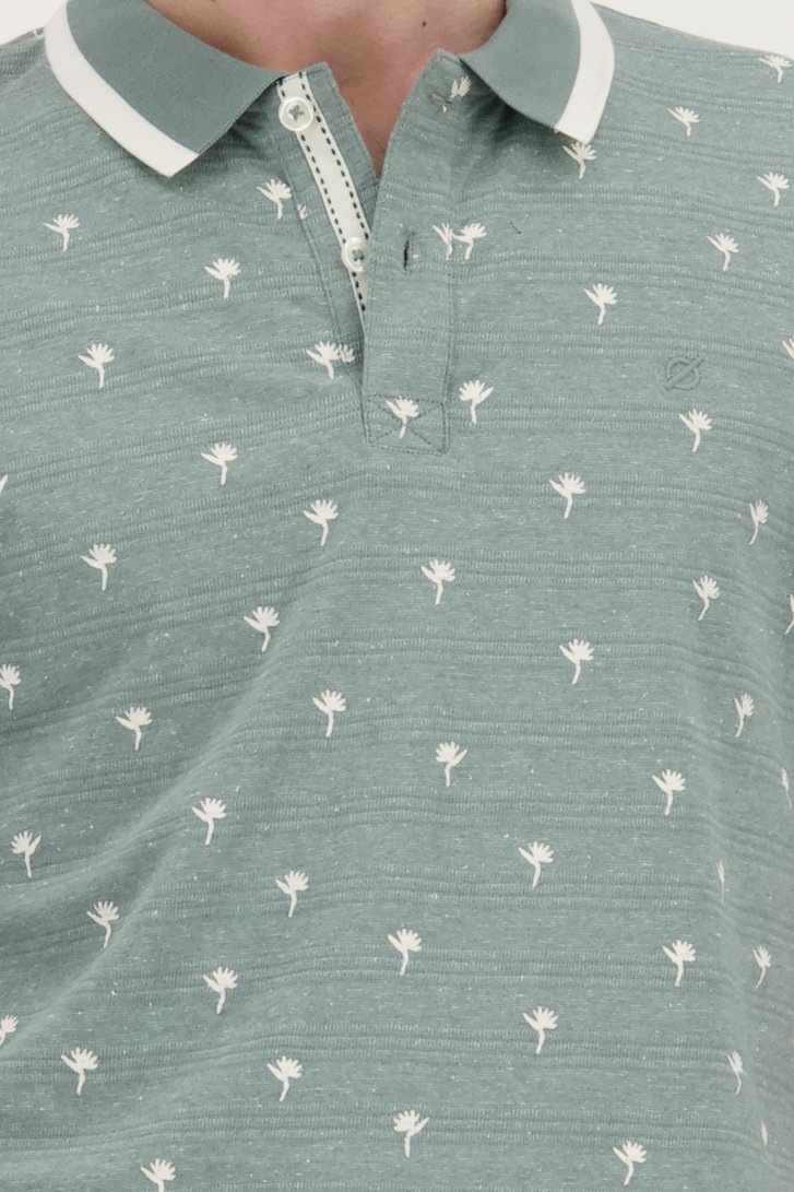 Muntgroene polo met fijne print van Ravøtt voor Heren