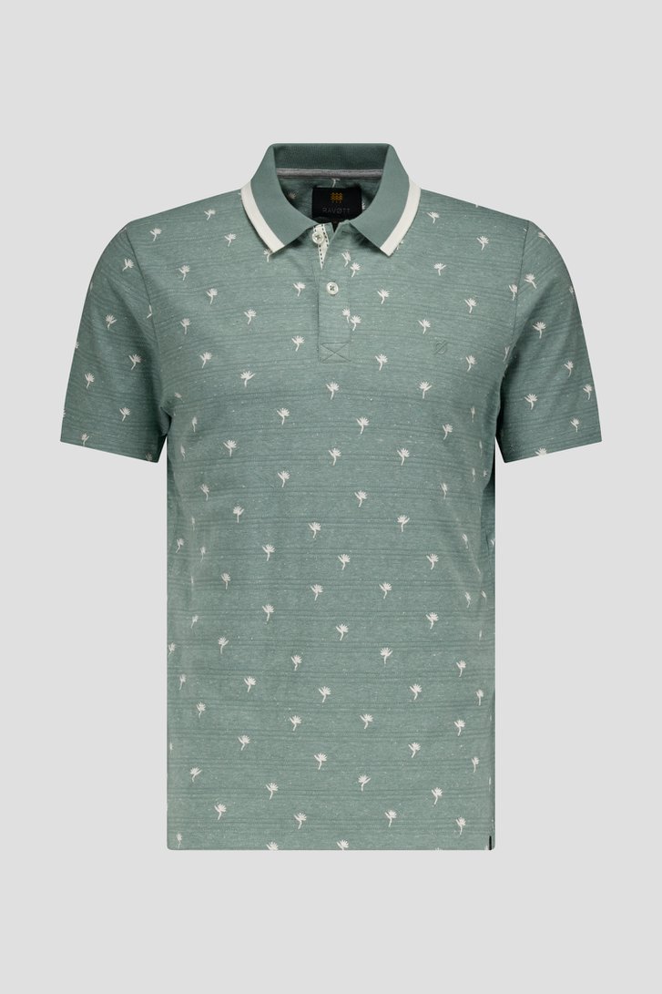 Muntgroene polo met fijne print van Ravøtt voor Heren