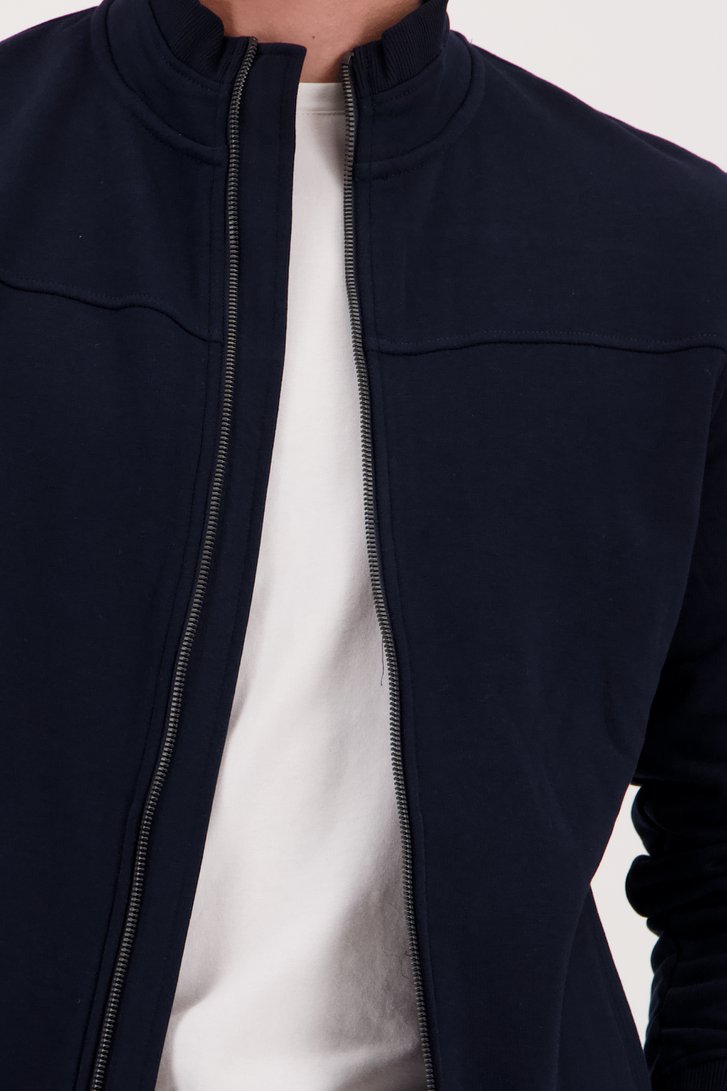 Navy cardigan met rits van Ravøtt voor Heren