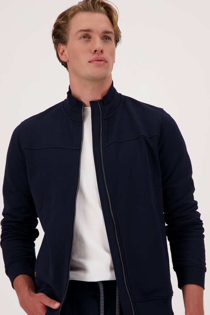 Navy cardigan met rits van Ravøtt voor Heren