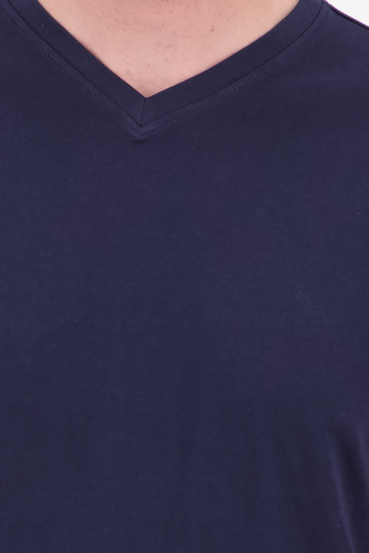 Navy katoenen T-shirt met V-hals van Ravøtt voor Heren