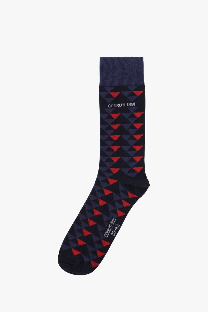 Navy sokken met blauw-rode print van Cerruti 1881 voor Heren