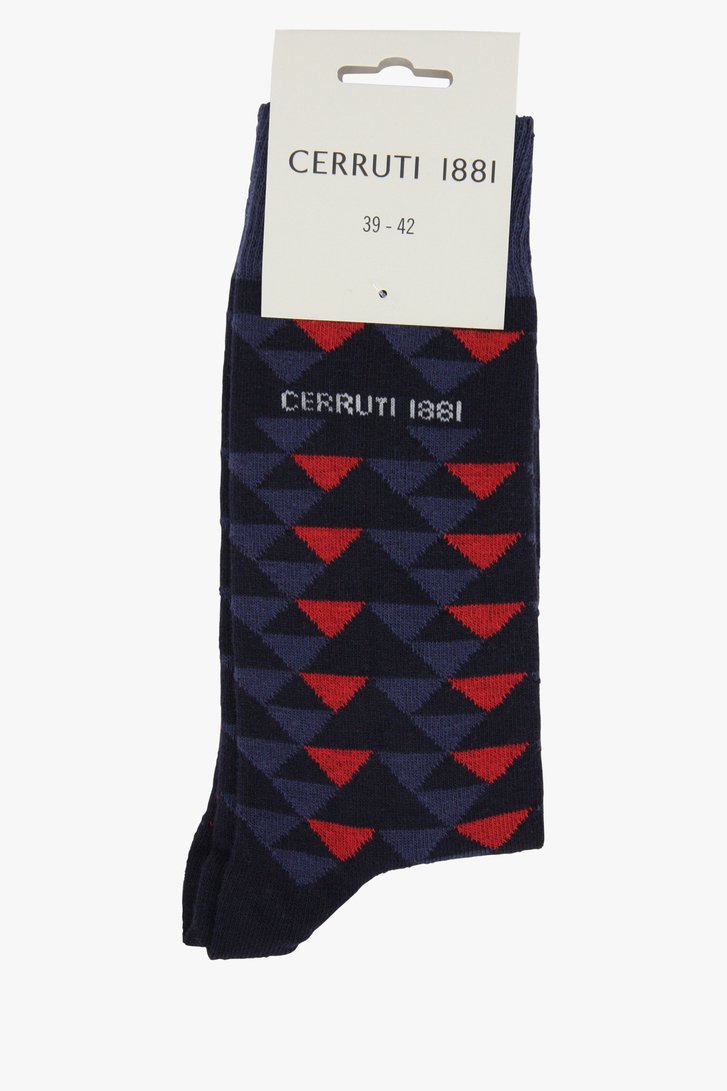 Navy sokken met blauw-rode print van Cerruti 1881 voor Heren